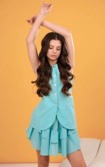 Жилет лляний подовжений бірюзовий