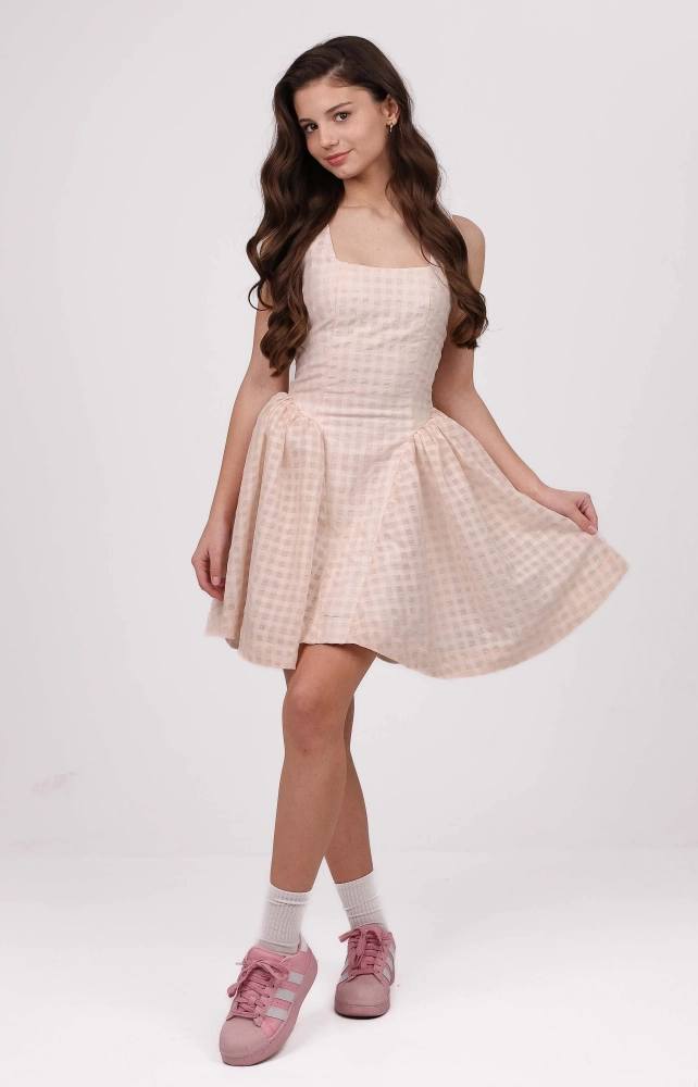 Корсетна сукня з пишною спідницею персикова