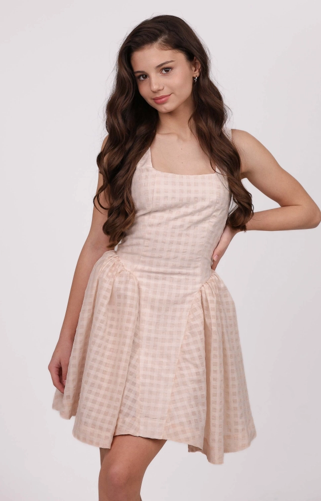 Корсетна сукня з пишною спідницею персикова