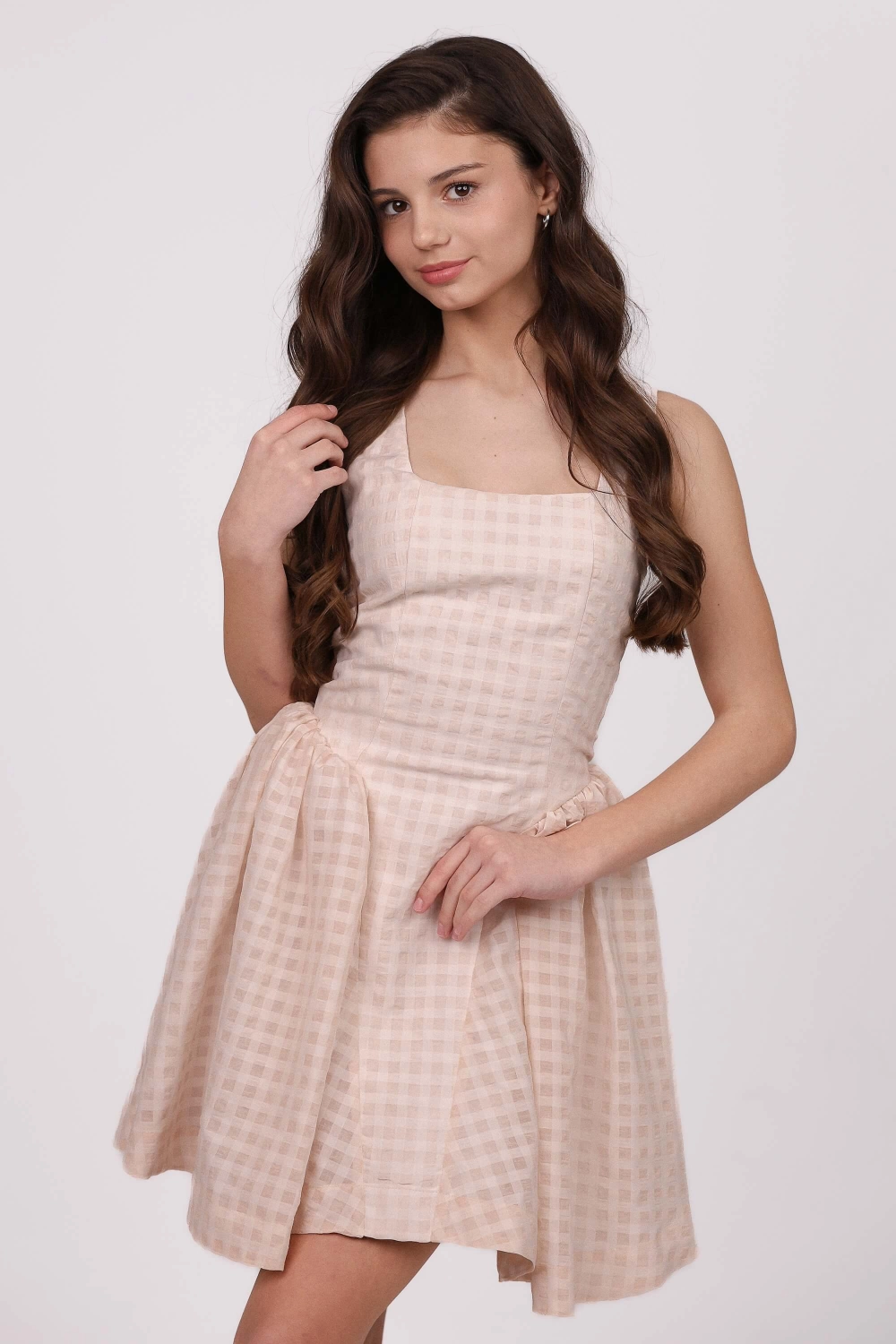 Корсетна сукня з пишною спідницею персикова