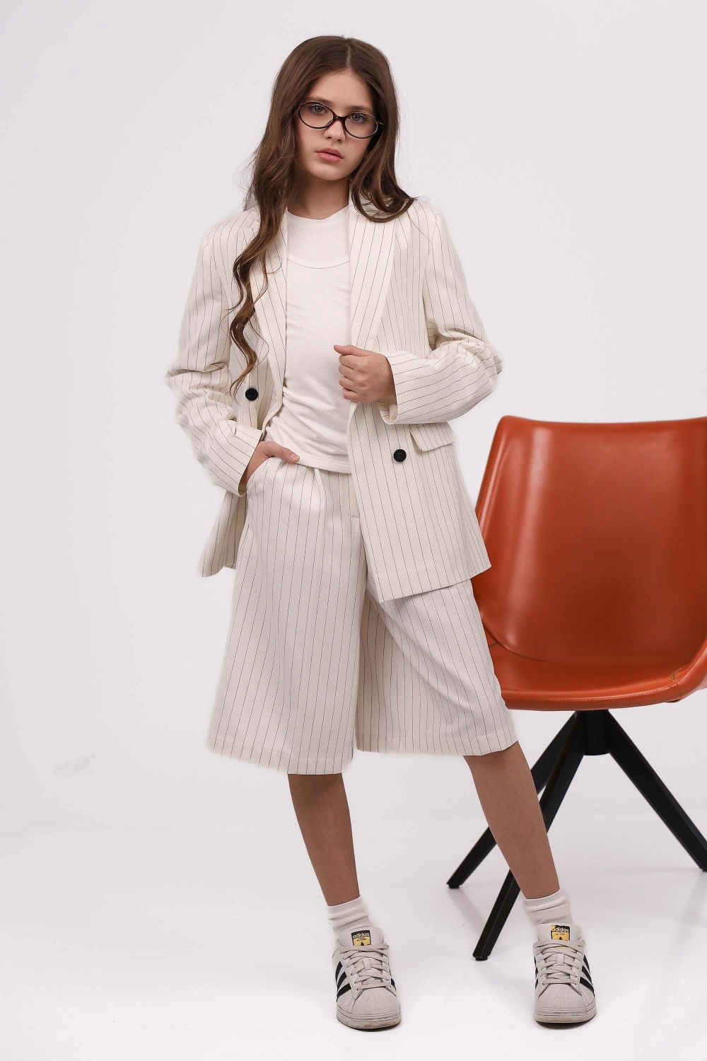 Шорти-бермуди молочні у смужку