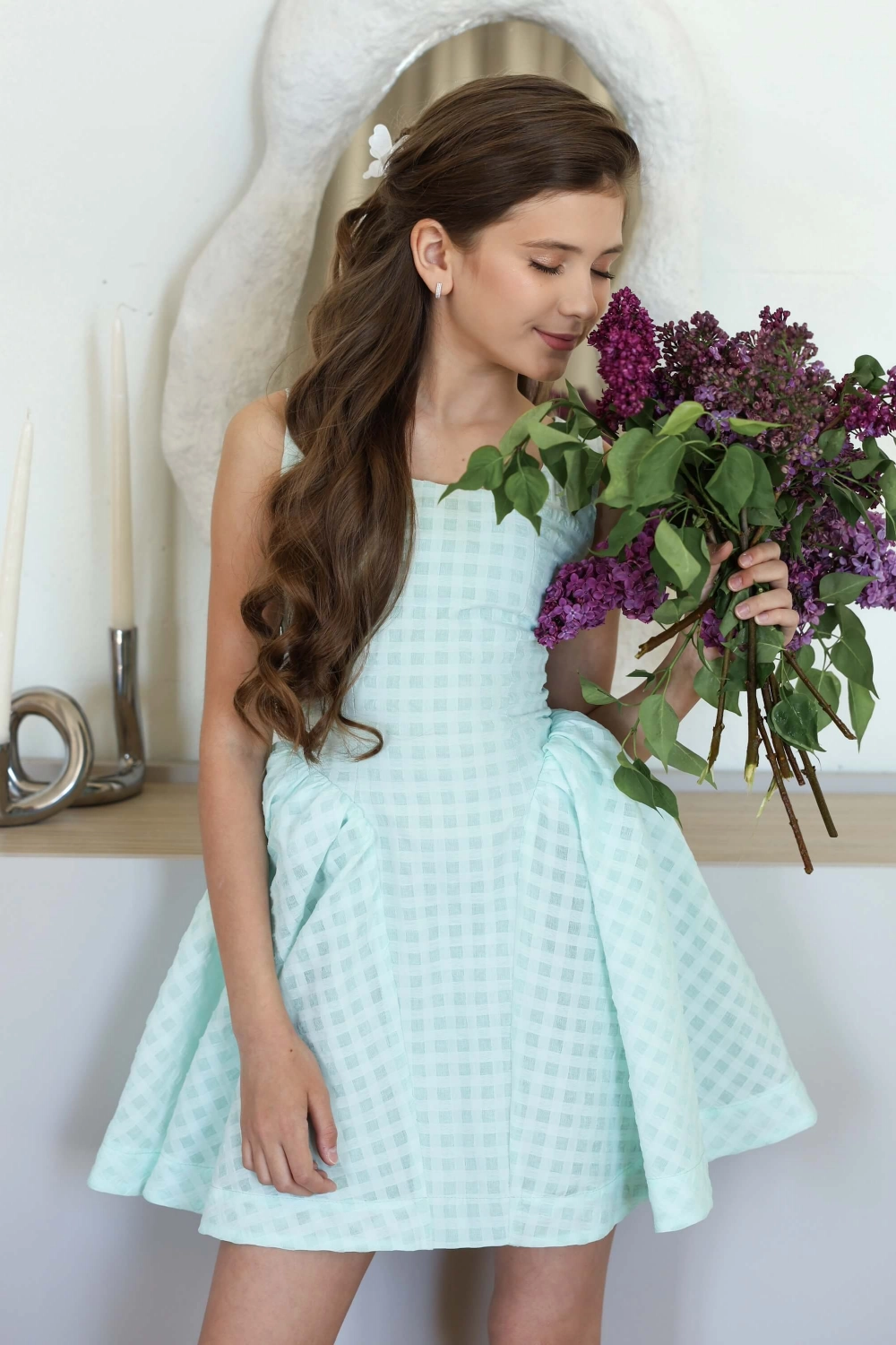 Корсетна сукня з пишною спідницею ментолова