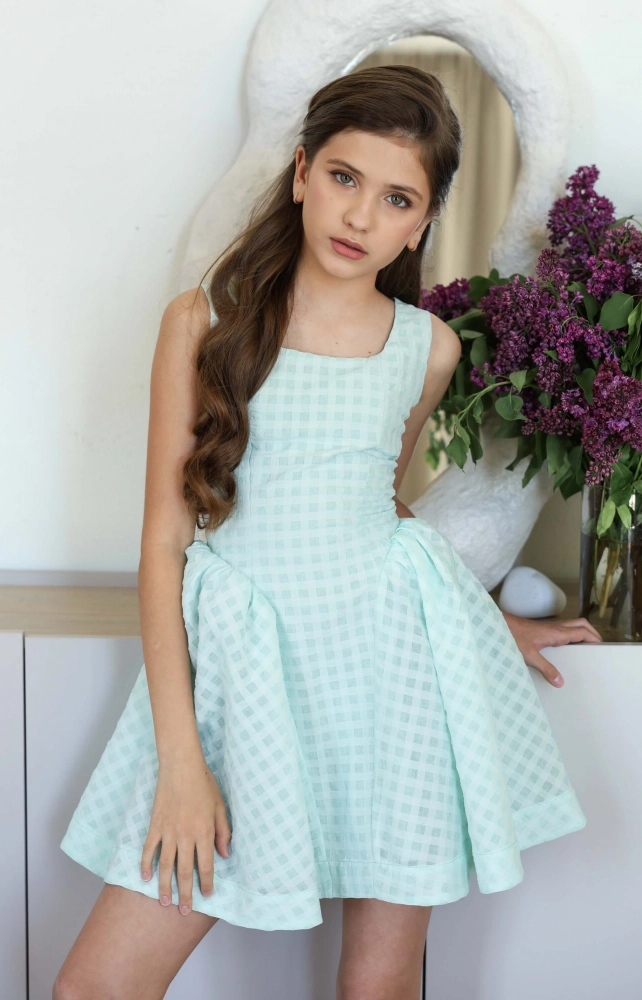 Корсетна сукня з пишною спідницею ментолова