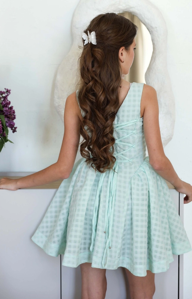 Корсетна сукня з пишною спідницею ментолова