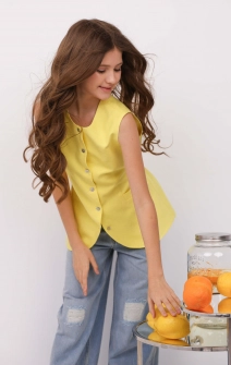 Жилет лляний подовжений лимонний