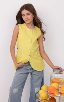Жилет лляний подовжений лимонний