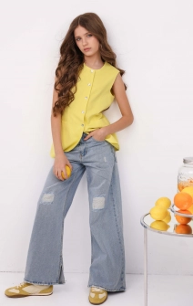 Жилет лляний подовжений лимонний