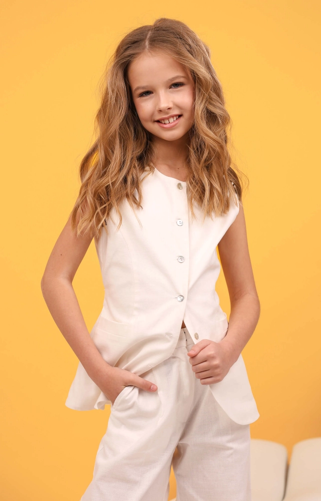 Лляні штани молочні