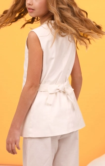 Жилет лляний подовжений молочний