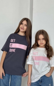 Футболка біла з рожевим написом Get it done